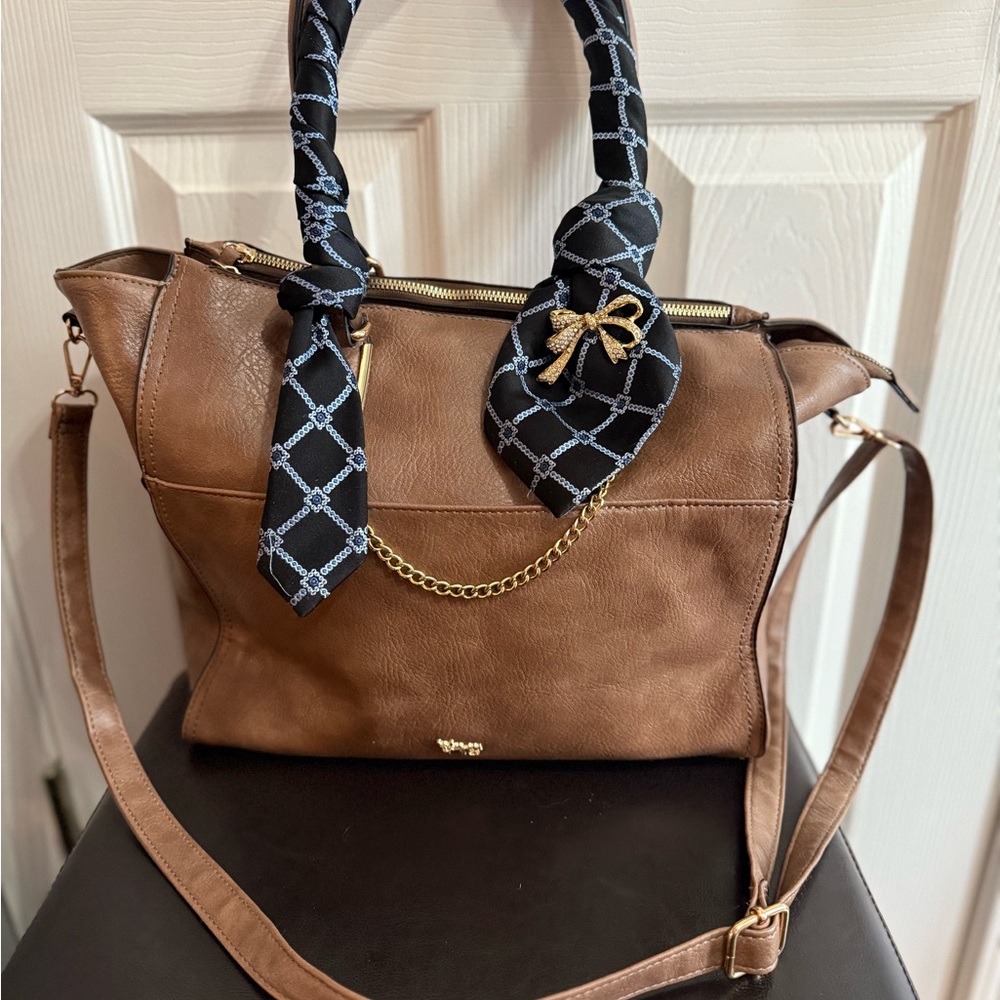 Faux Brown Leather Matthew and Julian Tote bag